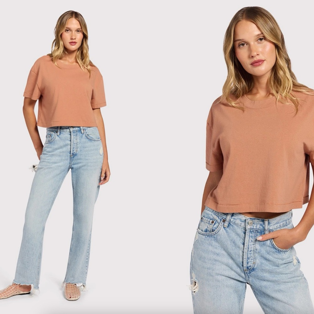 nuuds Women's Cropped Tee in Clay